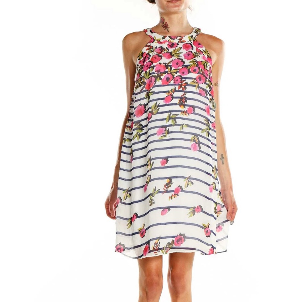 Betsey Johnson Striped Floral Sleeveless Dress Size 8